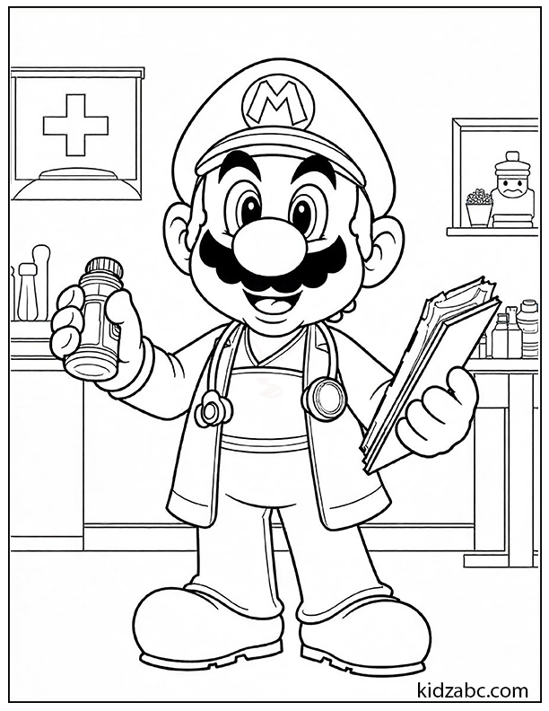 Doctor Mario coloring page