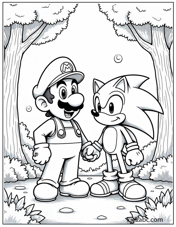 Mario and Sonic is a friend standing in stylish in the forest