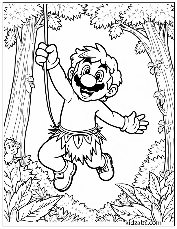 Mario as Tarzan coloring page