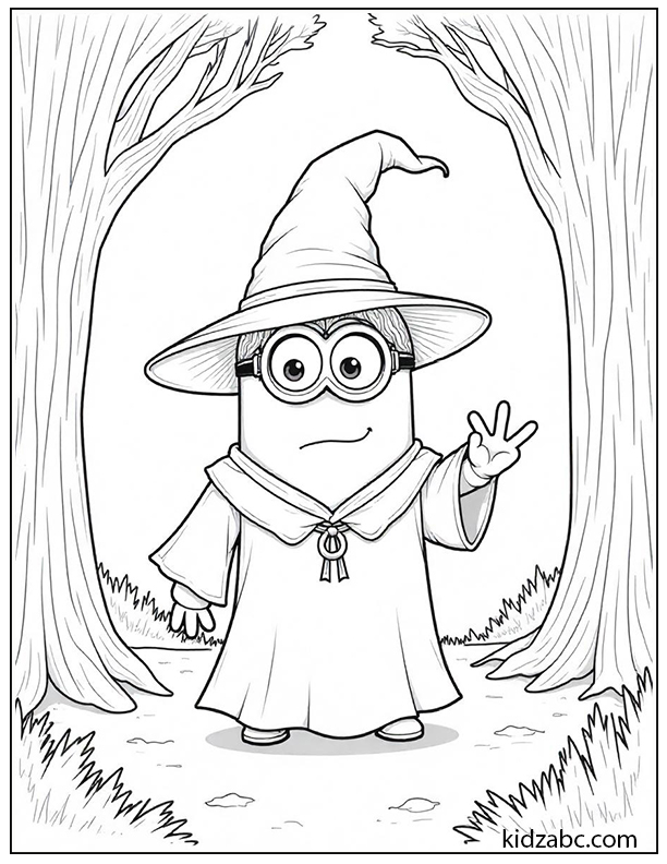Minion in a wizard costume casting a spell