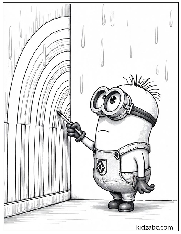 Minion painting a rainbow on a wall