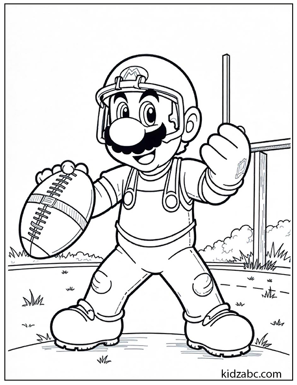 Soccer player Mario coloring page