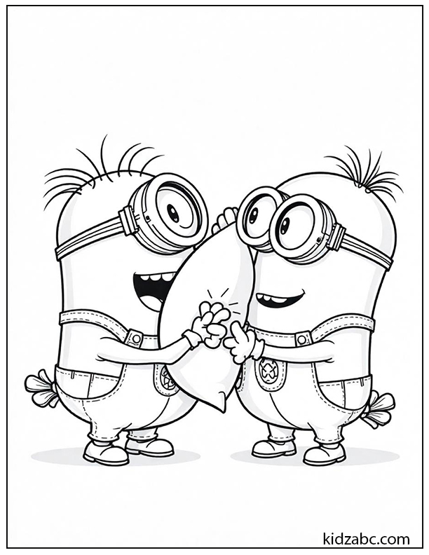 Two Minions having a pillow fight