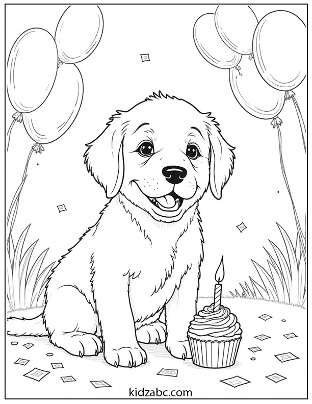 A cute puppy blowing out birthday candles