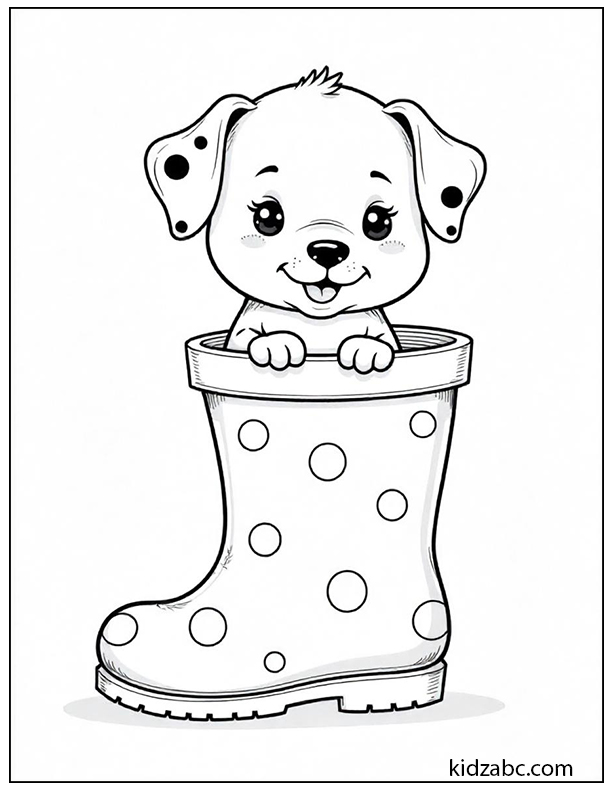 A cute small puppy hiding in a shoe
