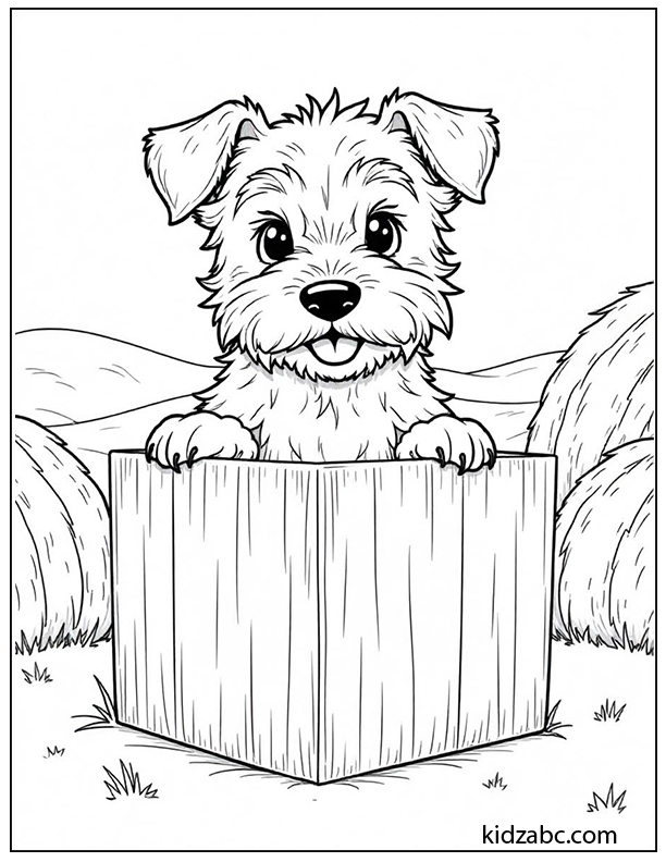 A puppy popping out of a gift box