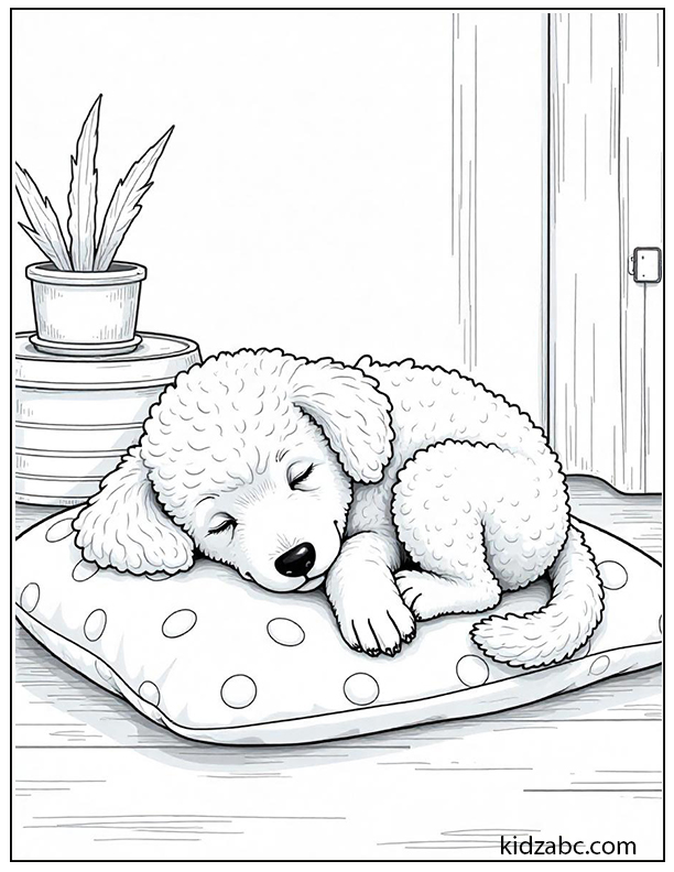 A sleepy puppy curled up on a pillow