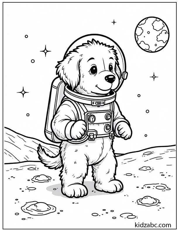 An illustration puppy astronaut on the moon