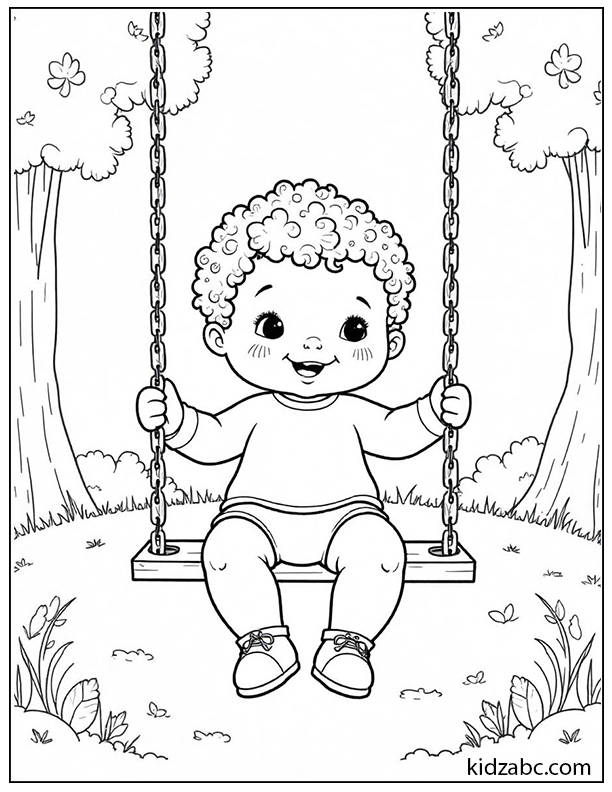 Baby at a park on a swing