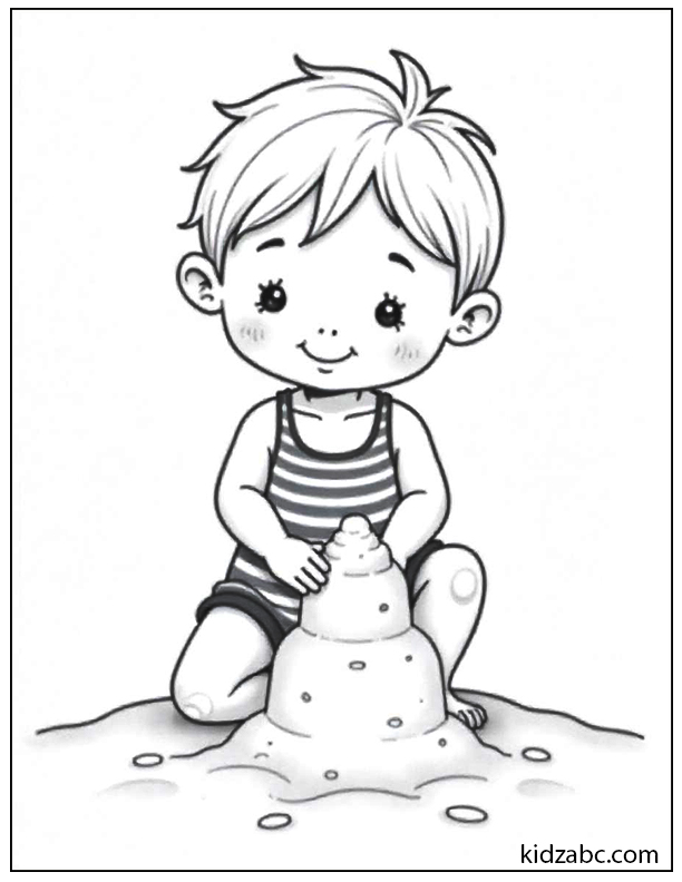 Baby building a sandcastle