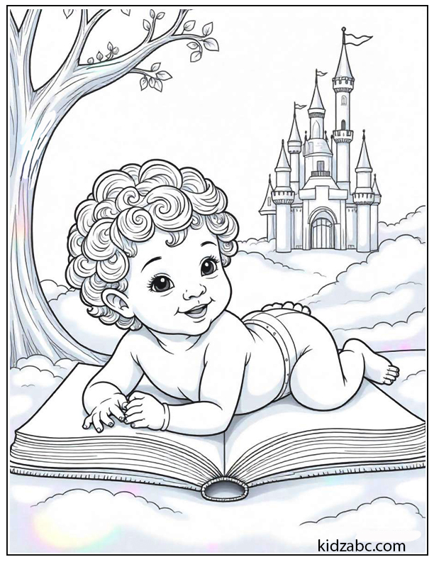 Baby in a fairytale book