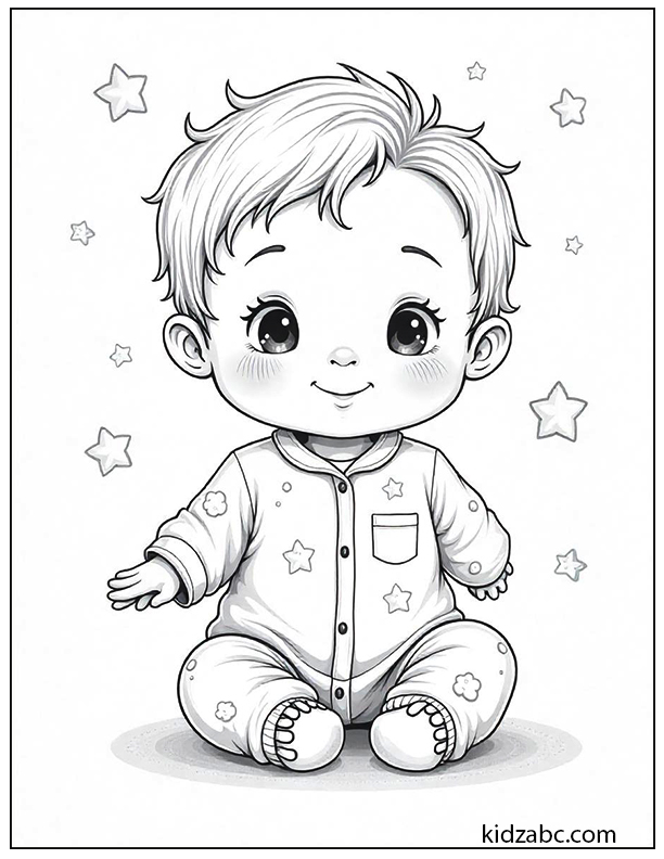 Baby in pajamas with stars