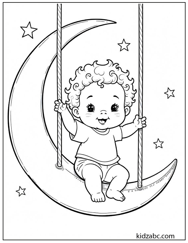 Baby on a moon swing