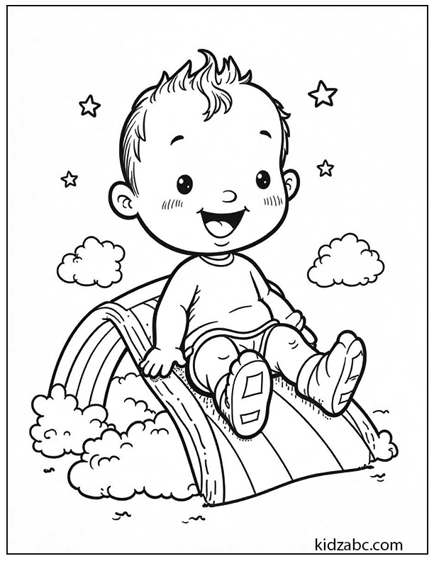 Baby on a rainbow slide