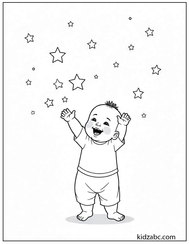 Baby playing with stars