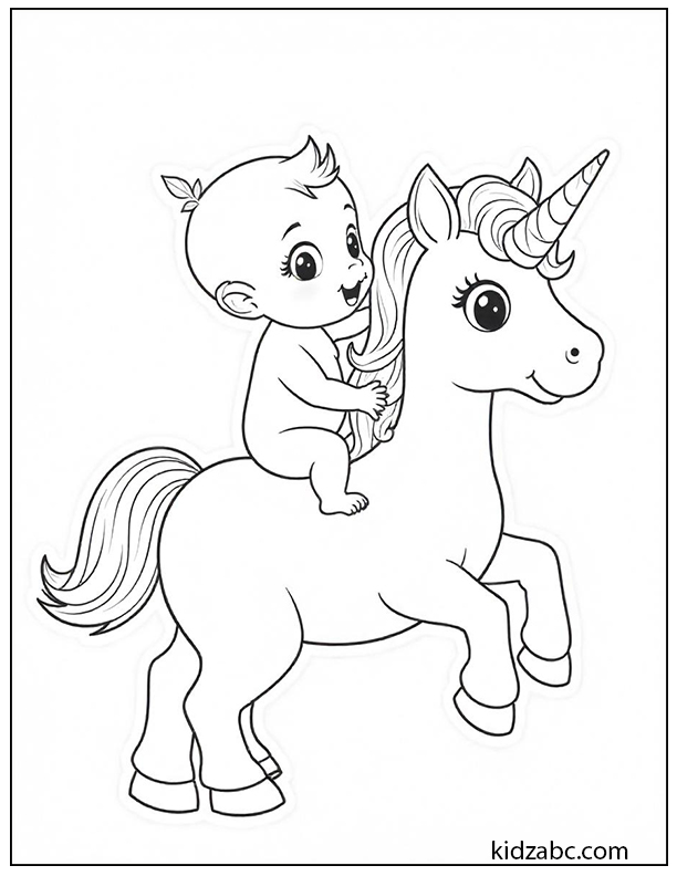 Baby riding a unicorn