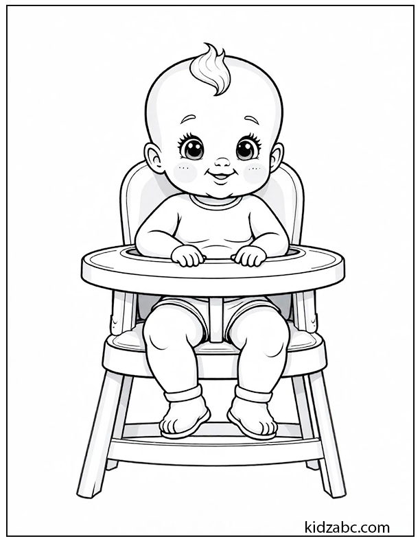 Baby sitting in a high chair