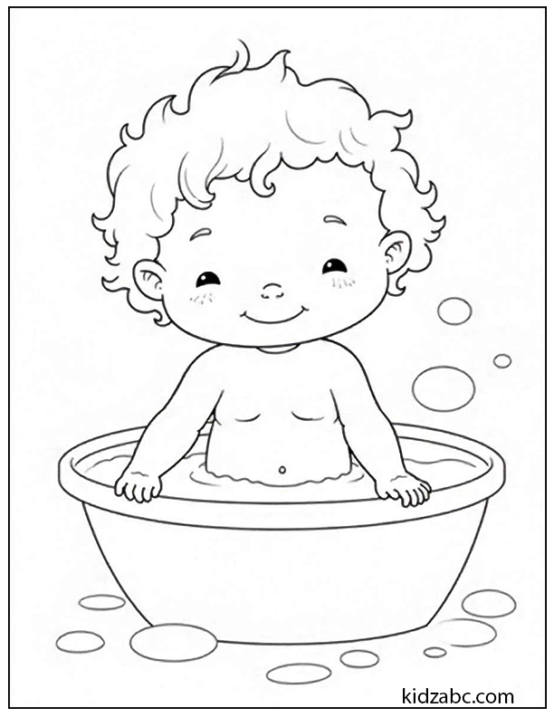 Baby splashing in a bubble bath