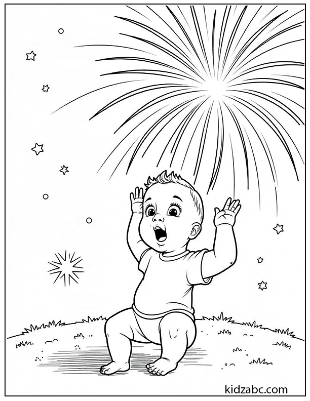 Baby watching fireworks