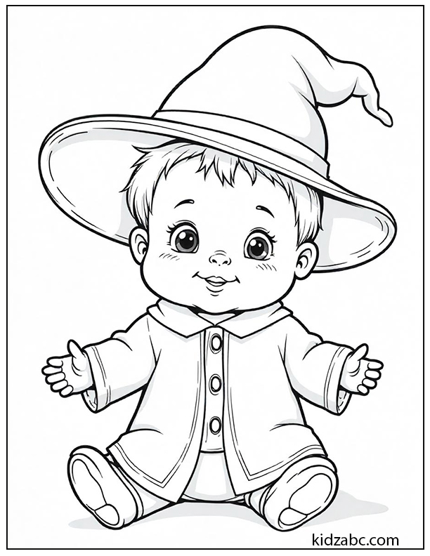 Baby wearing a wizard hat