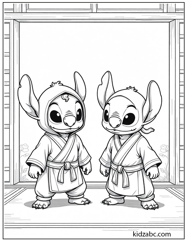 Lilo & Stitch dressed as a ninja