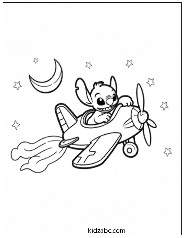 Lilo & Stitch flying a toy airplane
