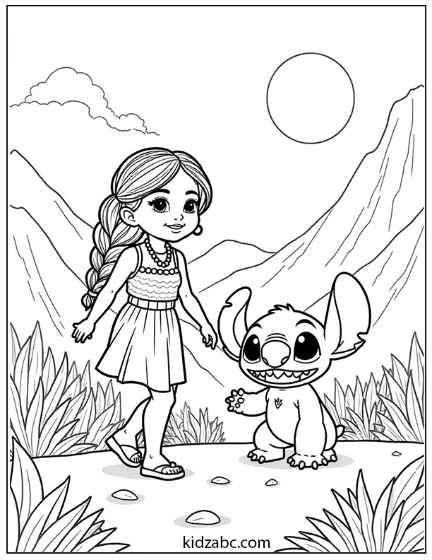 Lilo & Stitch hiking in the mountains