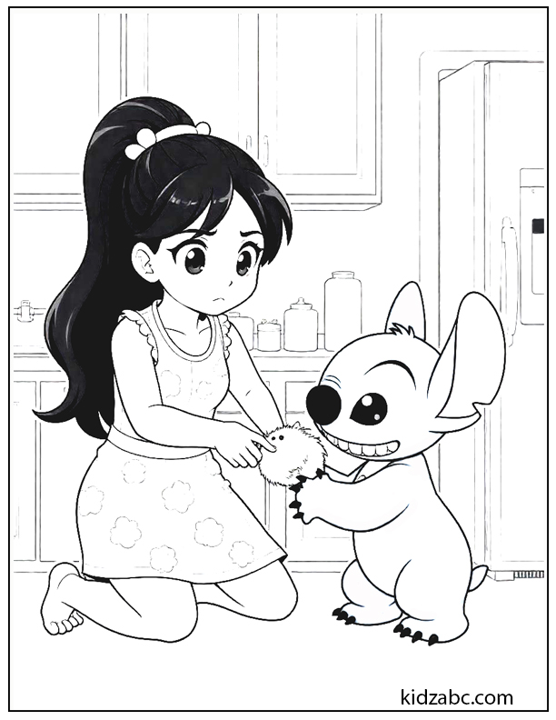 Lilo & Stitch petting fluffy animals