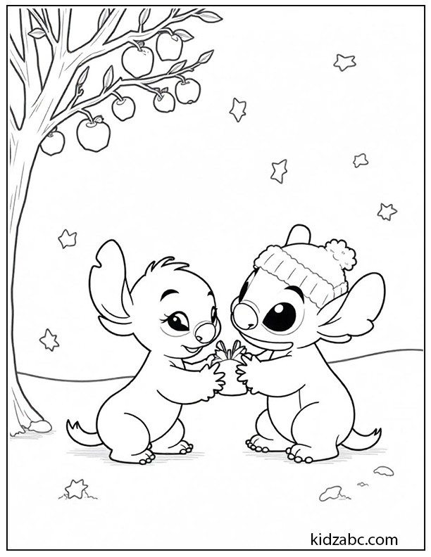 Lilo & Stitch picking apples