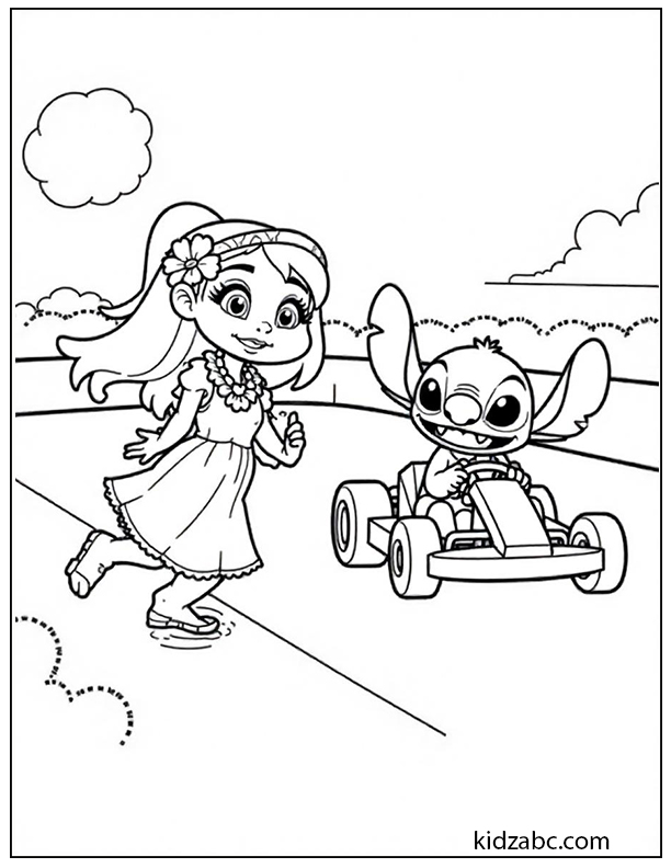 Lilo & Stitch racing in go-karts