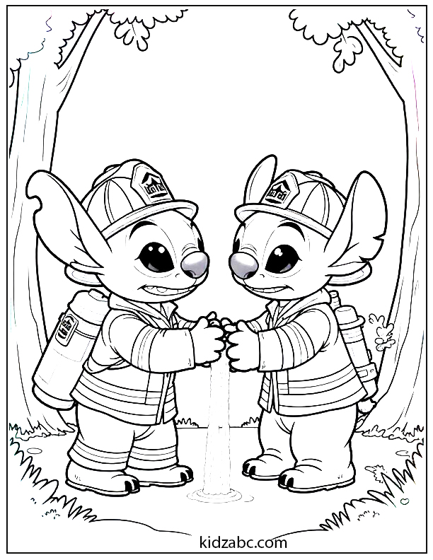 Lilo & Stitch saving the day as a firefighter