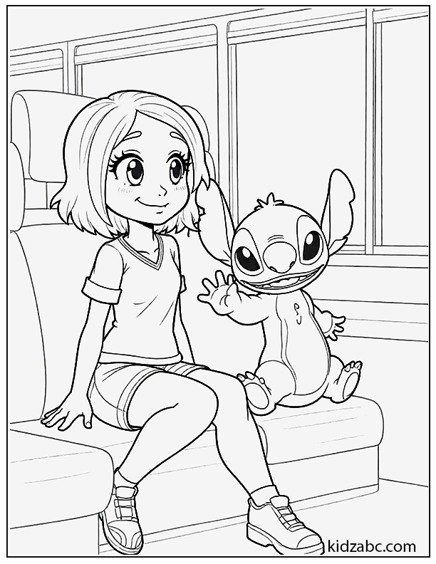 Lilo & Stitch studying at school