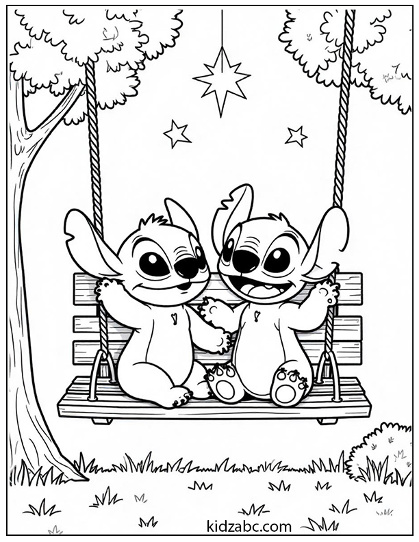 Lilo & Stitch swinging in the park