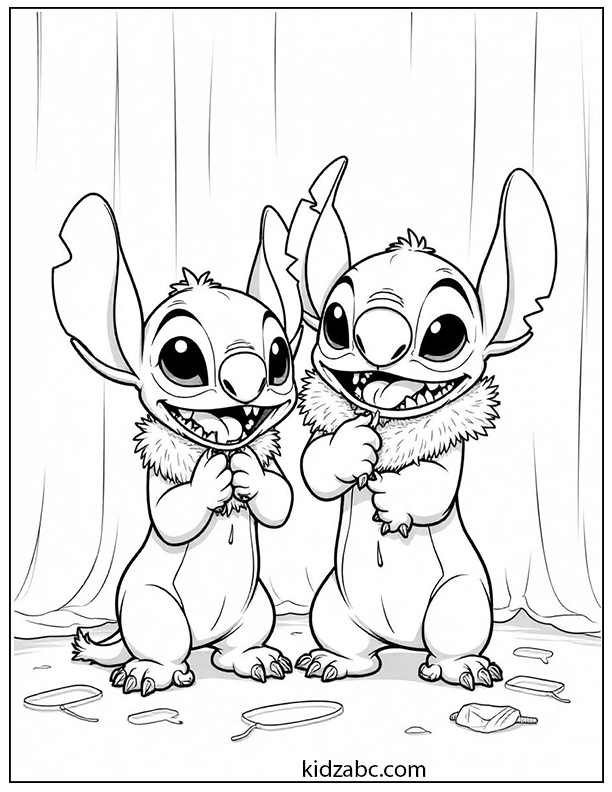 Lilo and Stitch making funny faces in a photo booth