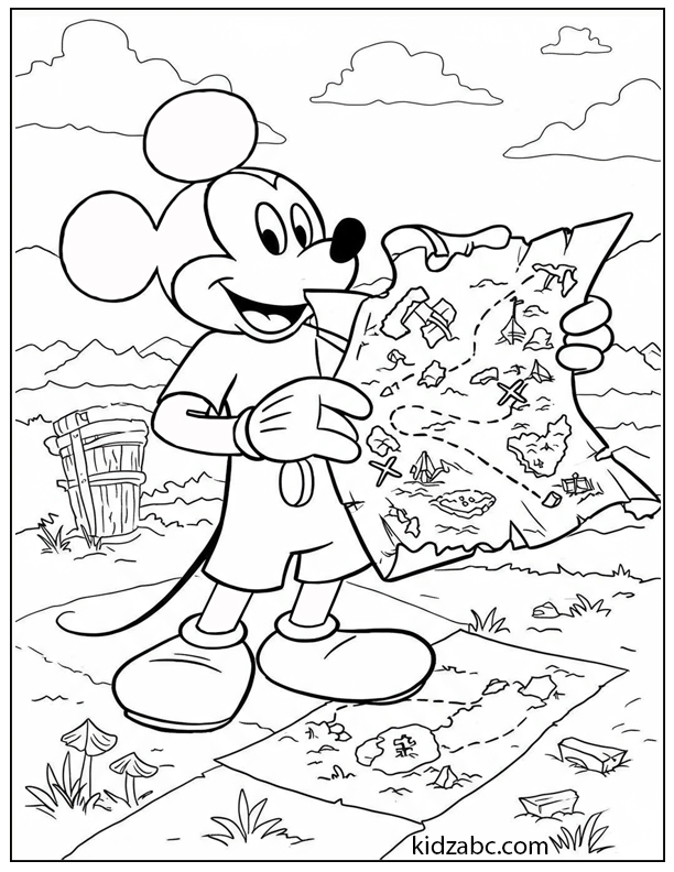 Mickey with a treasure map