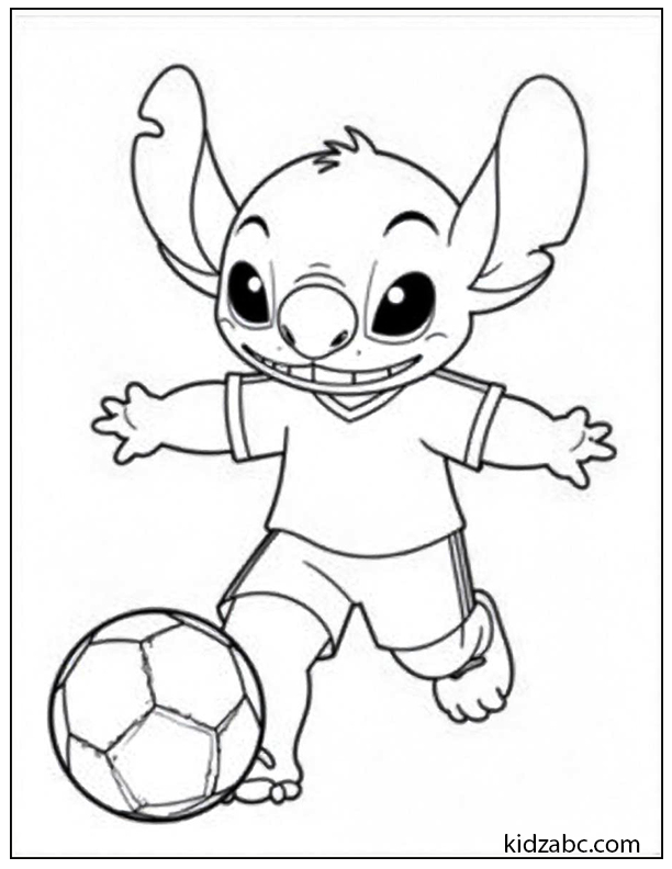 Stitch kicking a soccer ball