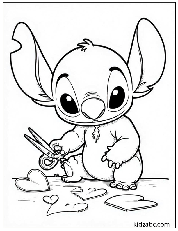 Stitch making Valentine's cards