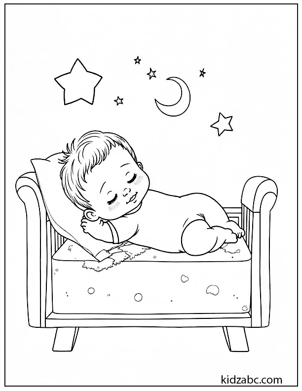 Sweet dreams baby sleeping soundly under a starry night sky