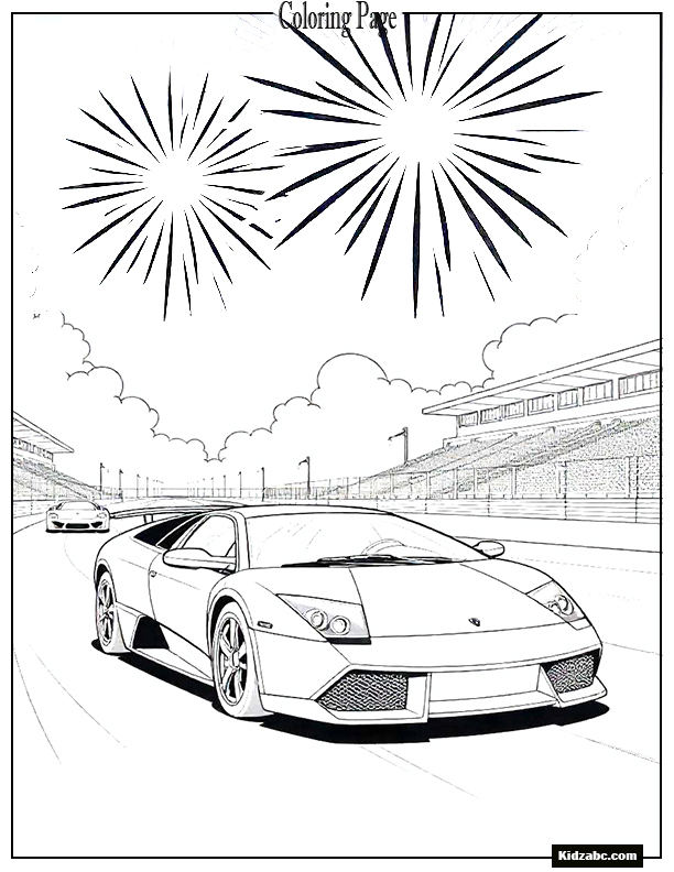 A Lamborghini Murciélago under fireworks