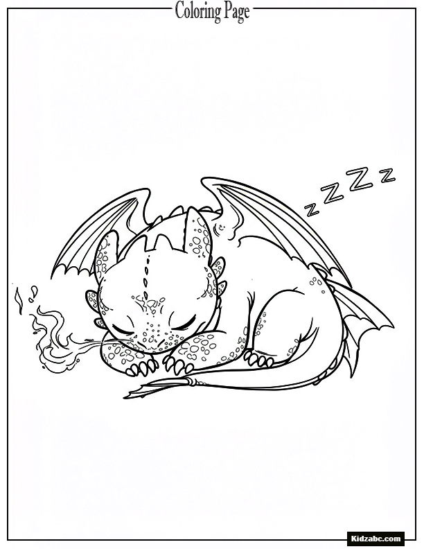 A sleepy Toothless snoring and blowing little flames