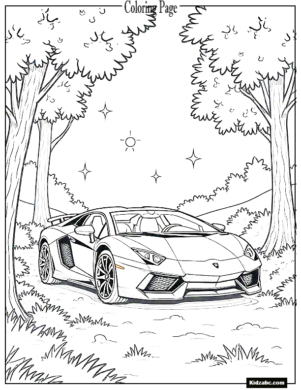 A unicorn Lamborghini surrounded by magical stars