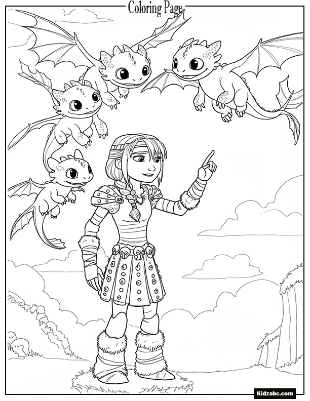 Astrid teaching baby dragons to fly