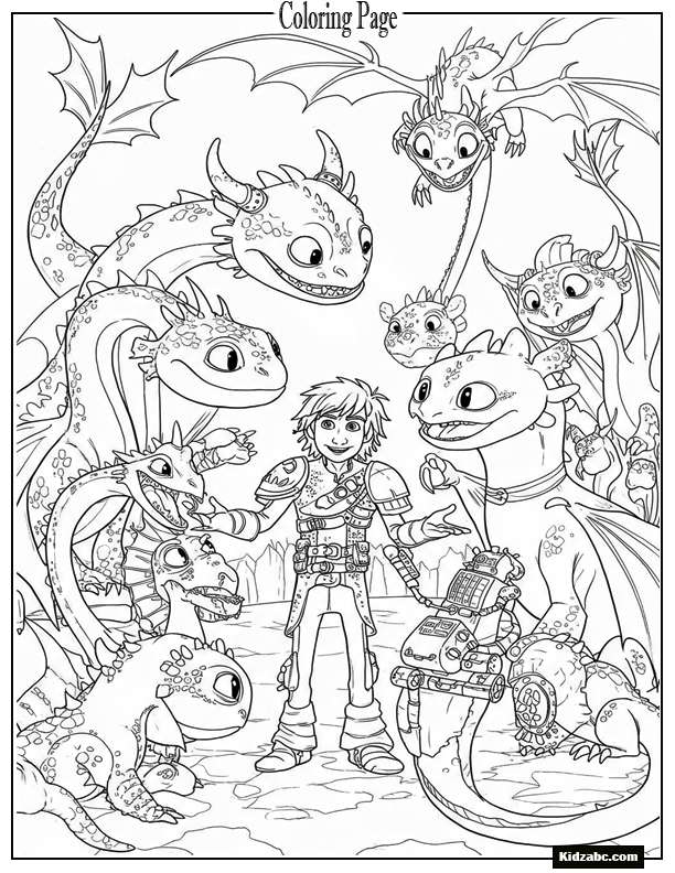 Hiccup showing his Viking inventions to the dragons