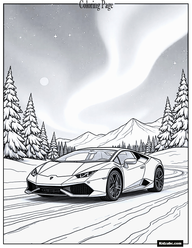 Lamborghini under the northern lights