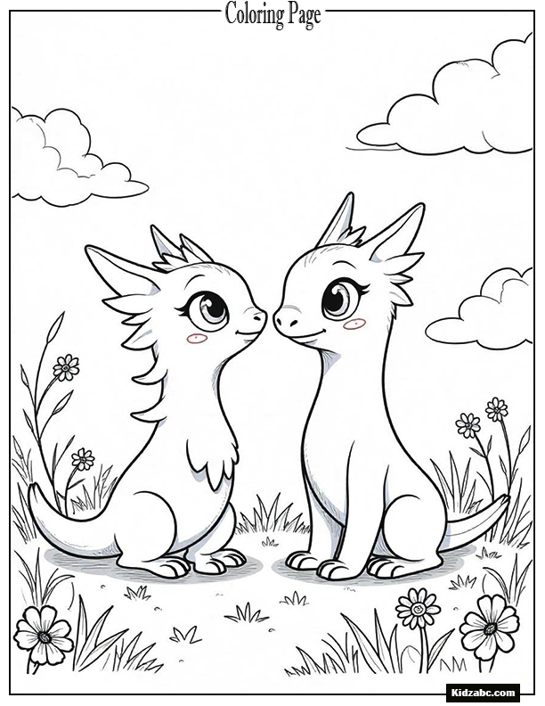 Light Fury and Toothless making silly faces together