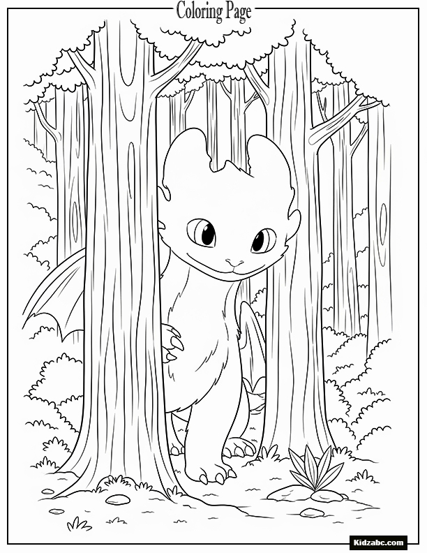Light Fury playing peekaboo behind trees