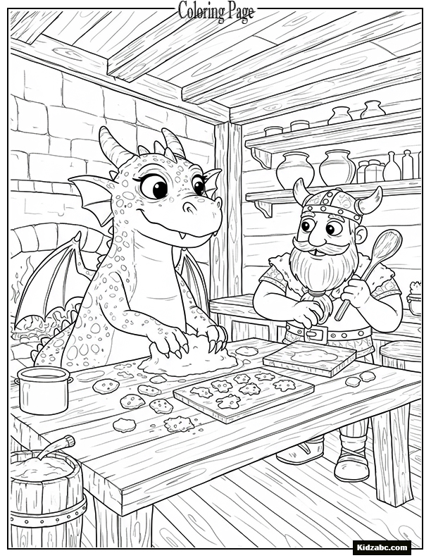Meatlug making cookies with Fishlegs in a Viking kitchen