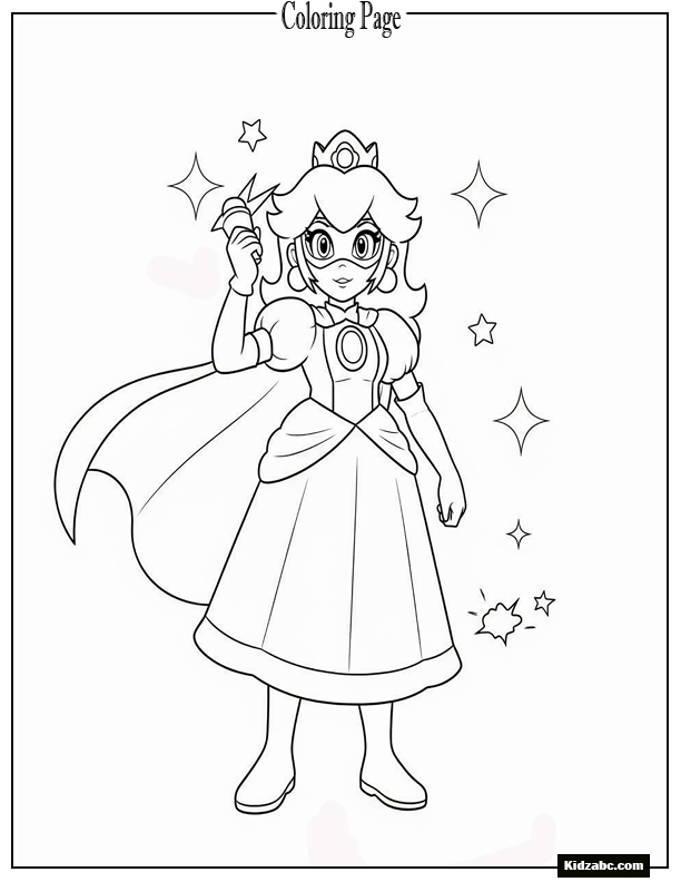 Princess Peach as superhero with cape
