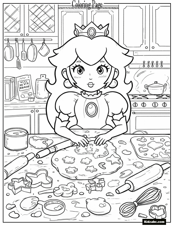 Princess Peach baking cookies