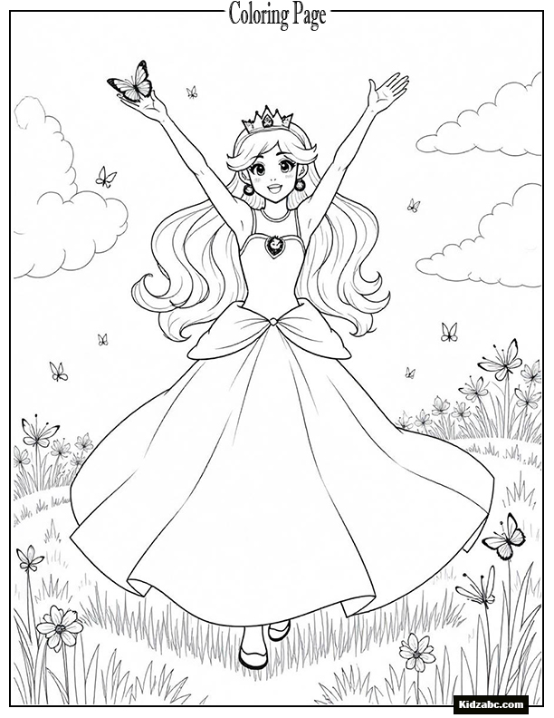 Princess Peach dancing with butterflies
